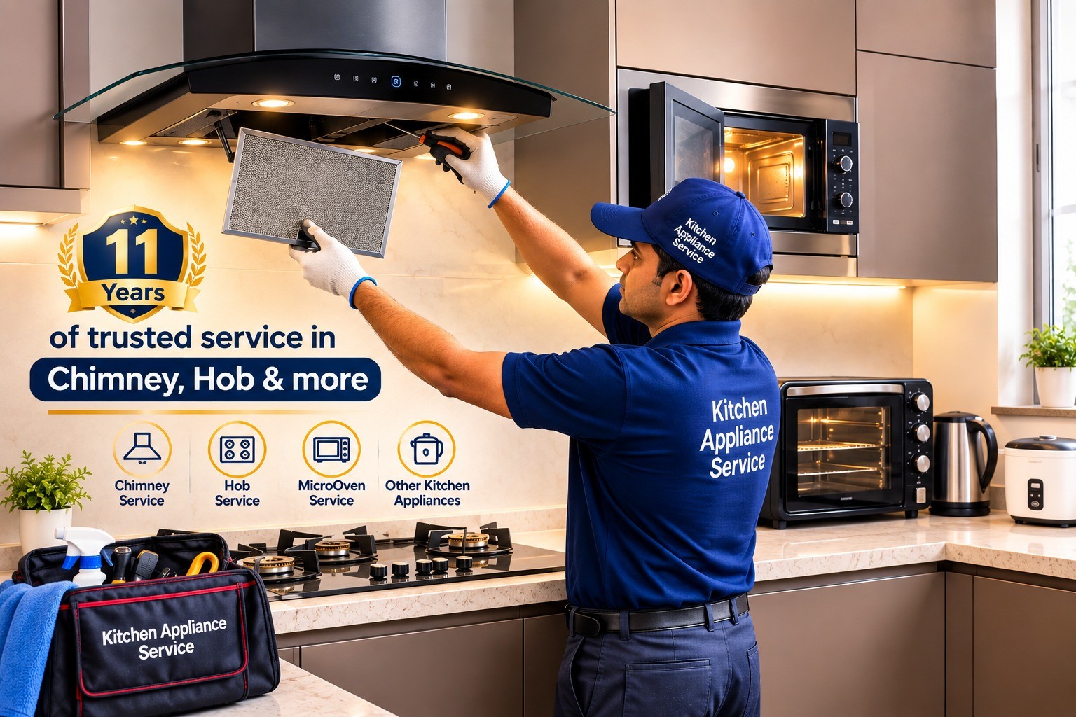 Kitchen appliance technician at work